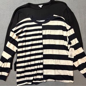 Time and Tru Navy and white Striped Sweater and all black